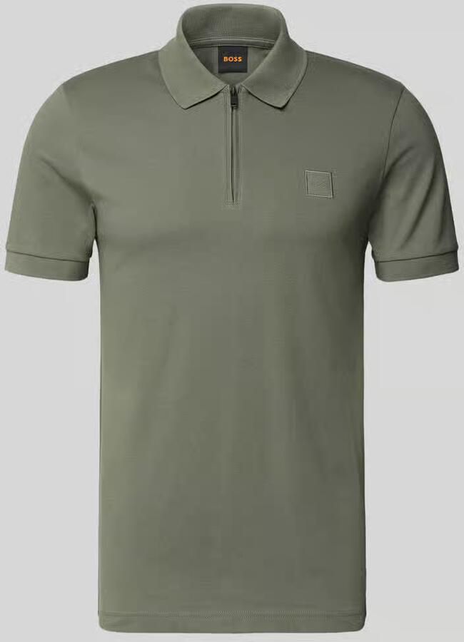 Boss Orange slim fit poloshirt van katoenmix model 'PASSERZIP' - Foto 2