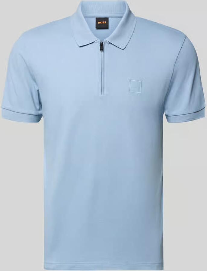Boss Orange slim fit poloshirt van katoenmix model 'PASSERZIP' - Foto 6