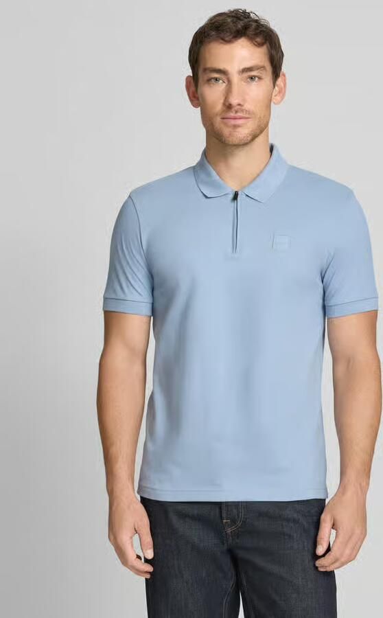 Boss Orange slim fit poloshirt van katoenmix model 'PASSERZIP' - Foto 8