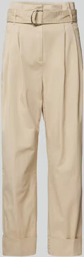 Boss Orange Straight fit stoffen broek met bandplooien model 'Tashaina' - Foto 4