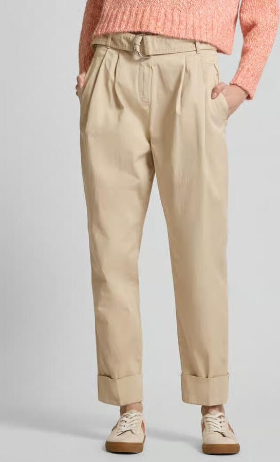 Boss Orange Straight fit stoffen broek met bandplooien model 'Tashaina' - Foto 3