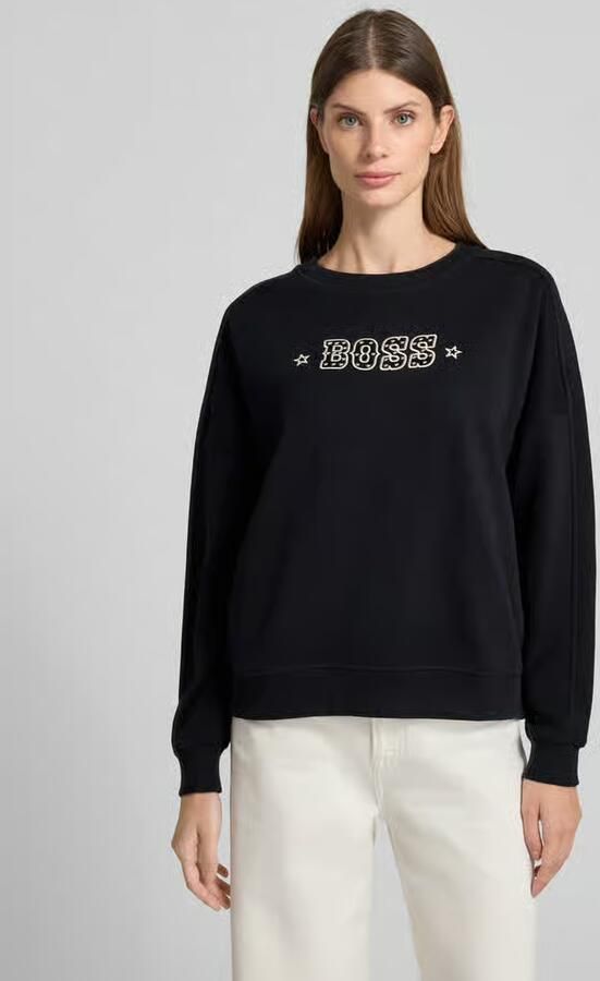Boss Orange Sweatshirt met siersteentjes van katoenmix model 'ELAND' - Foto 2