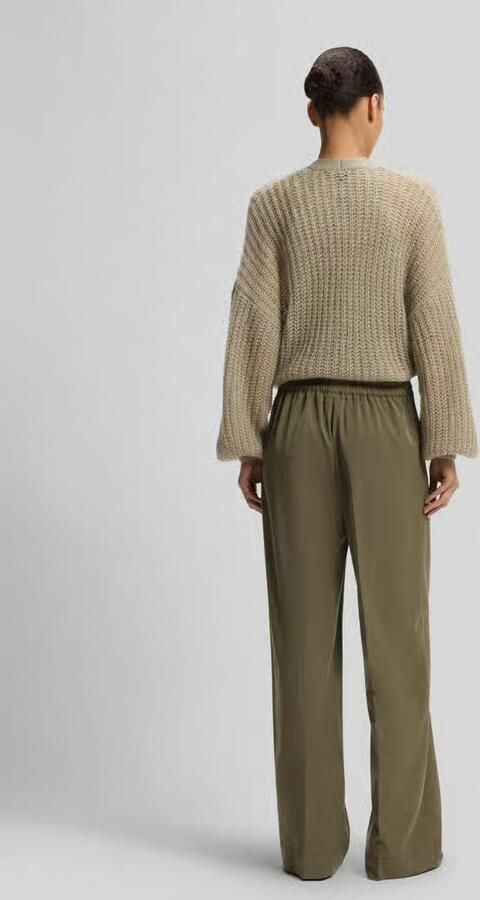 Boss Orange Wide leg broek van viscosemix met bandplooien - Foto 3