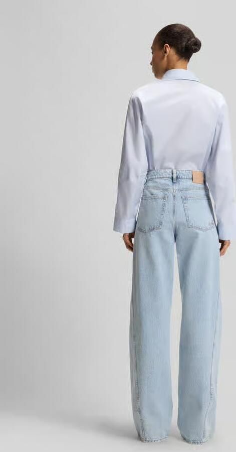 Boss Orange Wide leg jeans van pure katoen met siernaden model 'C_MARLENE SLIT HR'