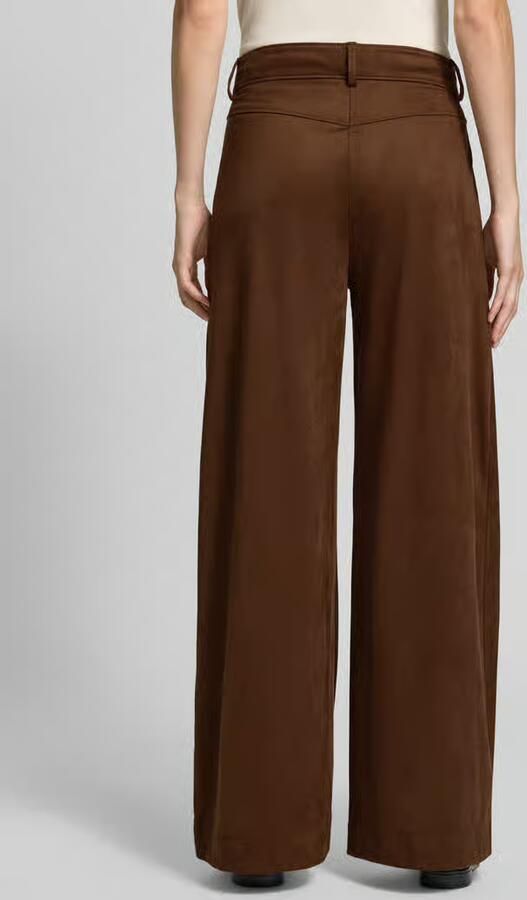 Boss Orange Wide leg kunstleren broek in velourslook model 'C_Takora2' - Foto 3