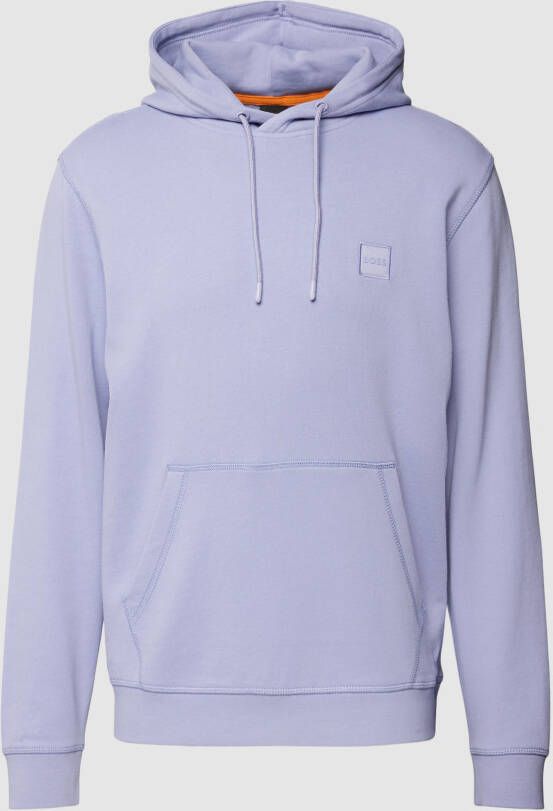 Hugo Boss Geborstelde Sweatshirt met Capuchon en Zak Purple Heren