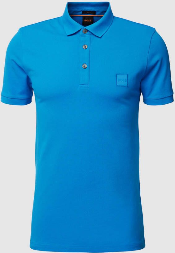Hugo Boss Blauwe Polo Shirt Slim Fit Katoenmix Blue Heren