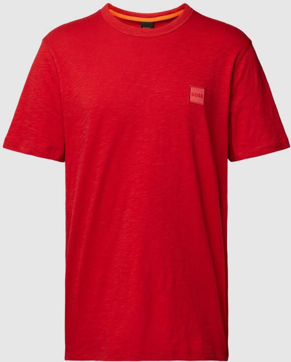 Boss Logo Patch Katoenen Jersey T-Shirt Red Heren