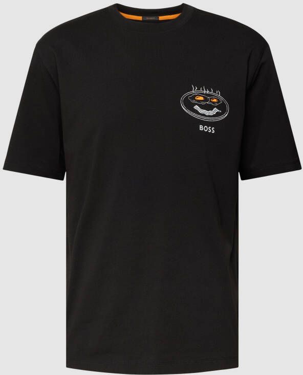 Boss Orange T-shirt met labelprint model 'Eggcellent'
