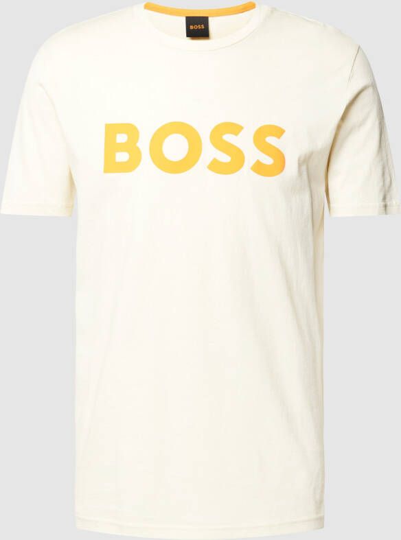 Boss Orange T-shirt met labelprint model 'Thinking'