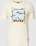 BOSS regular fit T-shirt TeeShark met printopdruk light beige - Thumbnail 2