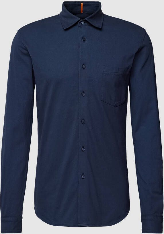 Hugo Boss Blauw Katoenen Overhemd voor Mannen Blue Heren
