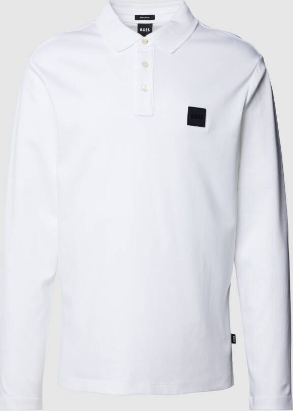 Hugo Boss Lange mouw katoenen polo met borstlogo White Heren