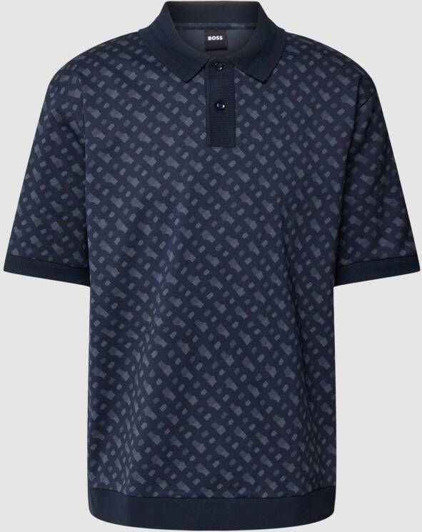 Boss Poloshirt met all-over labelmotief model 'Parler'