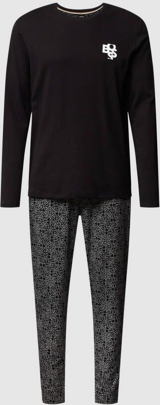 Hugo Boss Katoenen Gevlochten Logo Gemengde Pyjama Black Dames