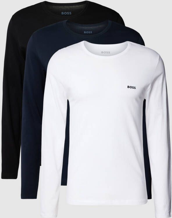 Boss Shirt met lange mouwen en labeldetails in een set van 3 stuks model 'Classic'