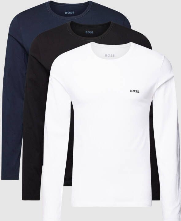 Boss Shirt met lange mouwen en ronde hals in een set van 3 stuks model 'Classic'