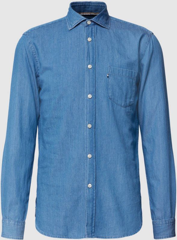 Boss Slim fit jeansoverhemd met borstzak model 'Rey'
