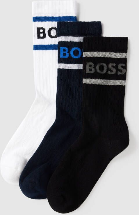 Boss Sokken met labeldetail in een set van 3 paar model 'Rib Stripe'