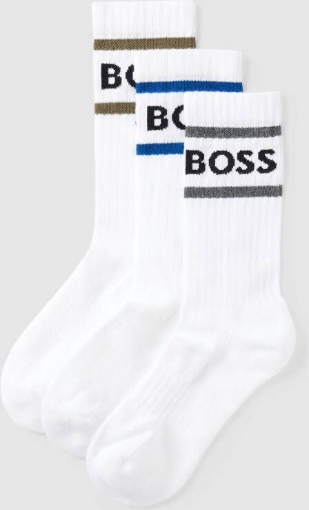 Boss Sokken met labeldetail in een set van 3 paar model 'Rib Stripe'