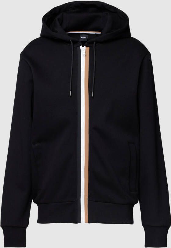 Hugo Boss Hoodie met kenmerkende streep Black Heren