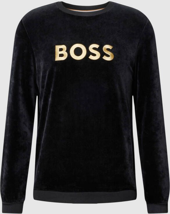 Boss Sweatshirt met labelstitching model 'Velour'