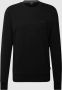 Hugo Boss sweater met logo ronde hals zwart effen katoen - Thumbnail 1