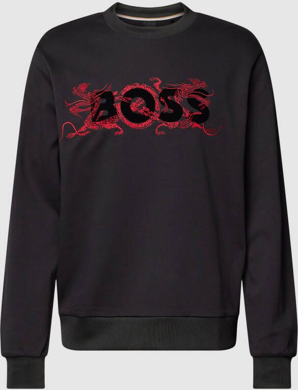 Boss Sweatshirt met motiefstitching model 'Soleri'