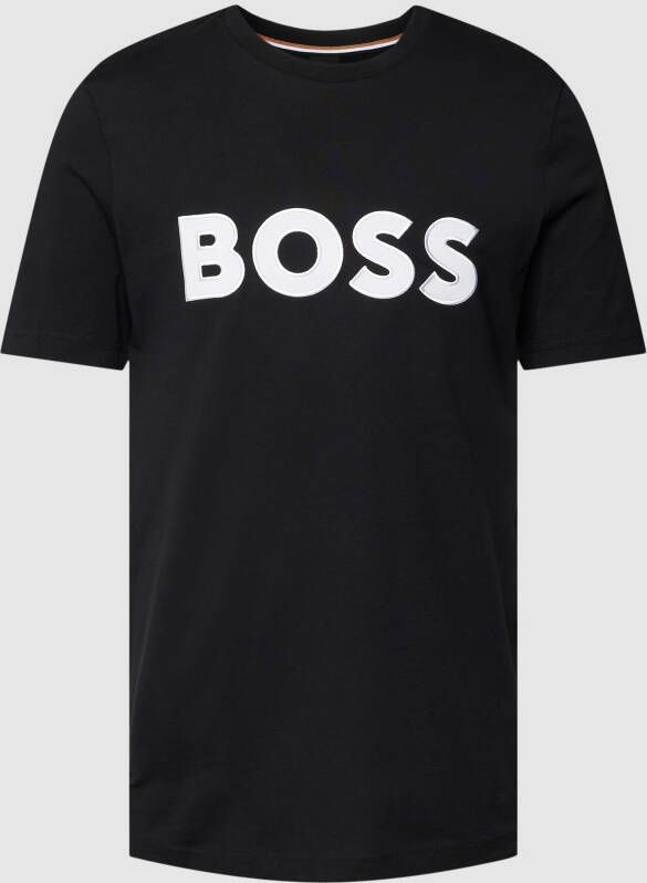 Boss T-shirt met applicatie met labelstitching model 'Tiburt'