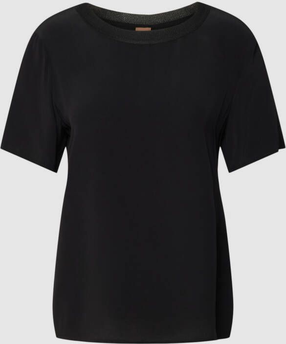 BOSS Black Women T-shirt met geribde ronde hals model 'Ilyeana'