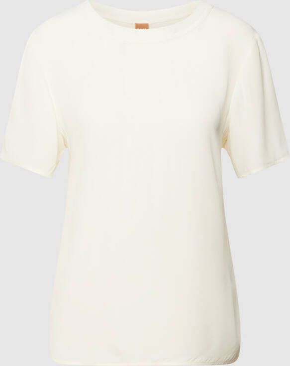 Boss T-shirt met geribde ronde hals model 'Ilyeana'