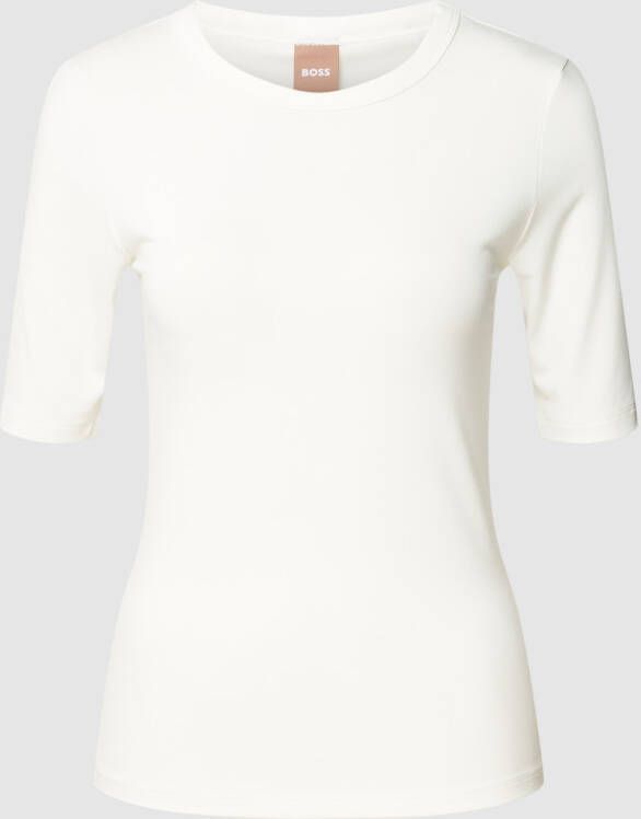 Hugo Boss Aansluitend Jersey T-Shirt met Logo Applicatie White Dames