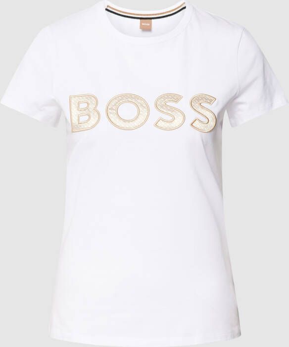 Boss T-shirt met logostitching model 'Eventsa'