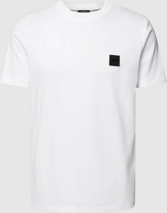 Hugo Boss T-shirt met logo patch en geribbelde ronde hals White Heren