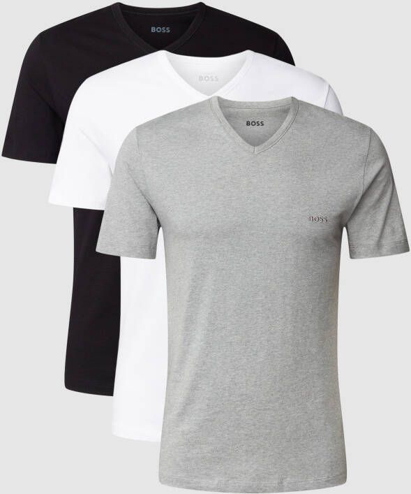 Boss T-shirt met labelstitching in een set van 3 stuks model 'Classic'