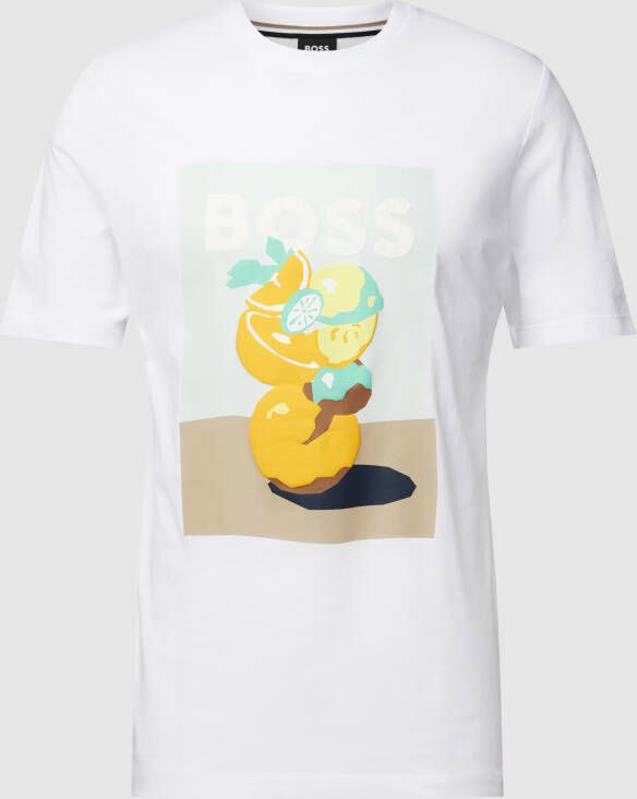 Boss T-shirt van katoen met motiefprint model 'Tiburt'