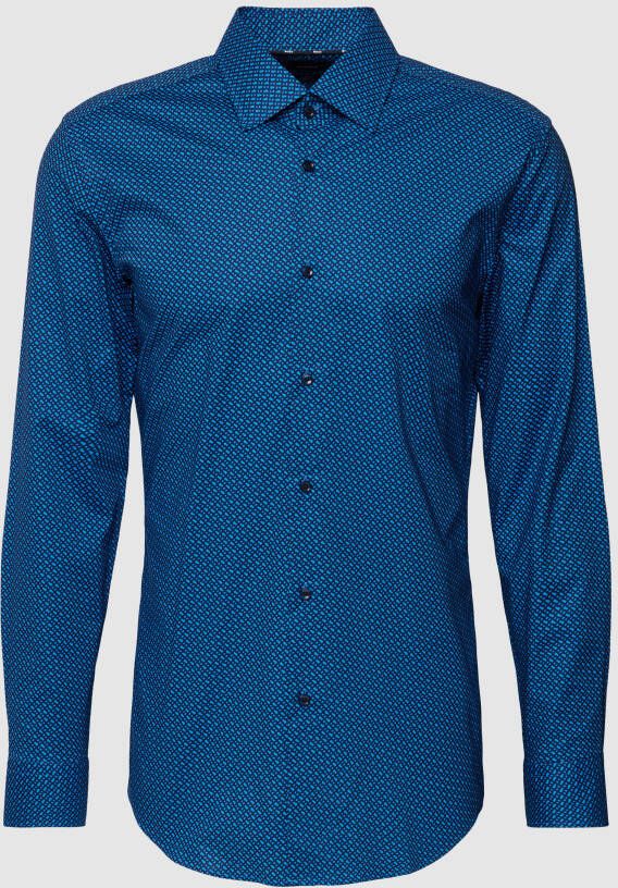 BOSS slim fit overhemd met all over print bright blue