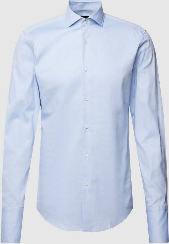 Hugo Boss Slim Fit Stretch Katoenen Overhemd met Stijlvolle Details Blue Heren