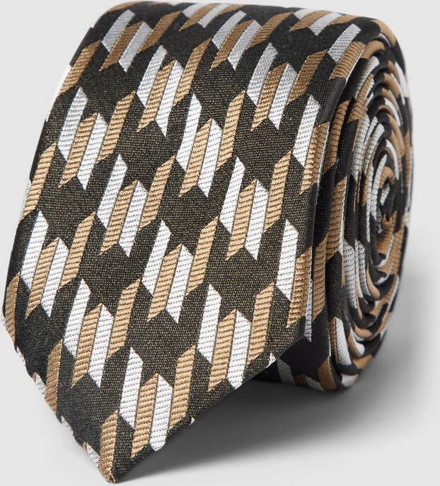 Boss Zijden stropdas met all-over motief (6 0 cm)
