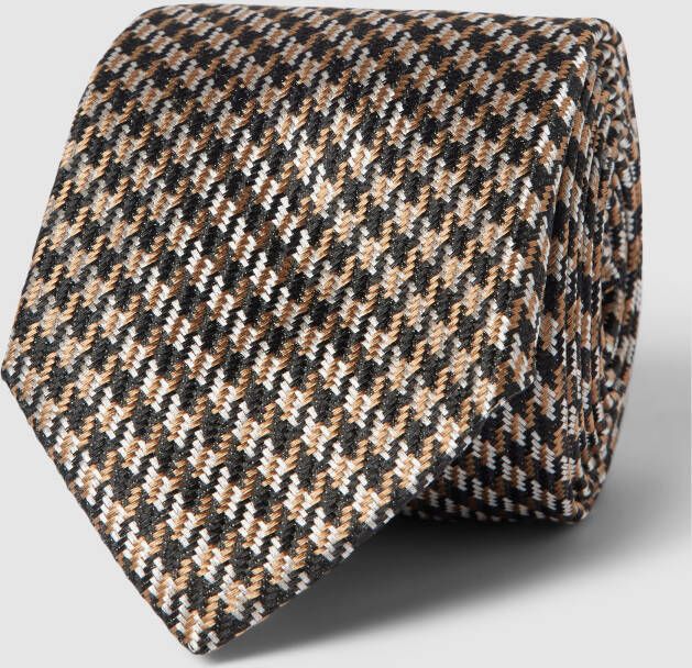 Boss Zijden stropdas met pied-de-poule-motief model 'Tie' (7 5 cm)