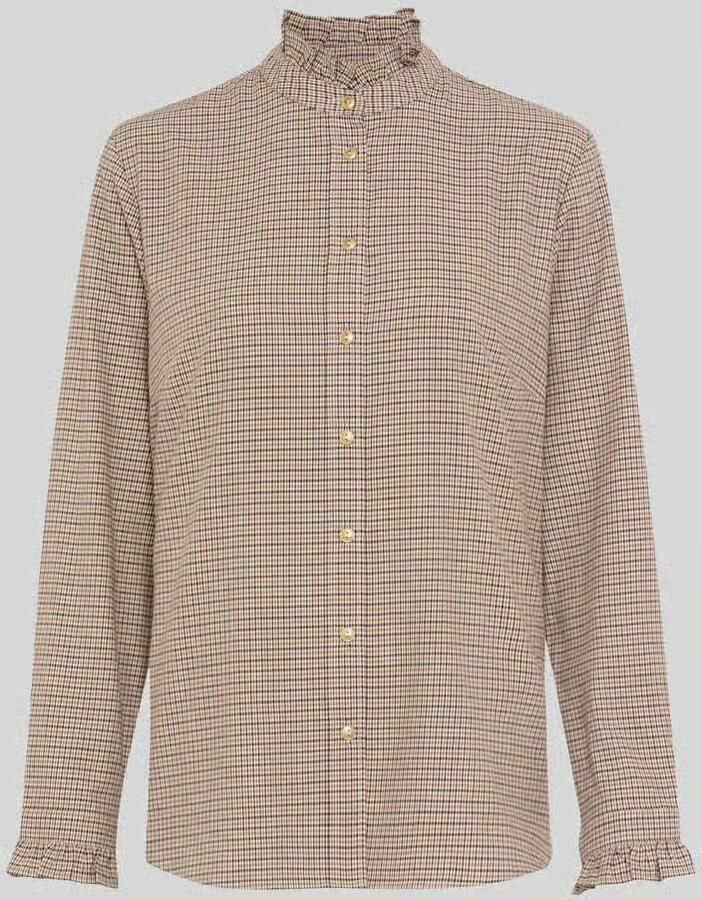 BRAX blouse met lange mouwen met kraag met ruches model 'VICTORIA'