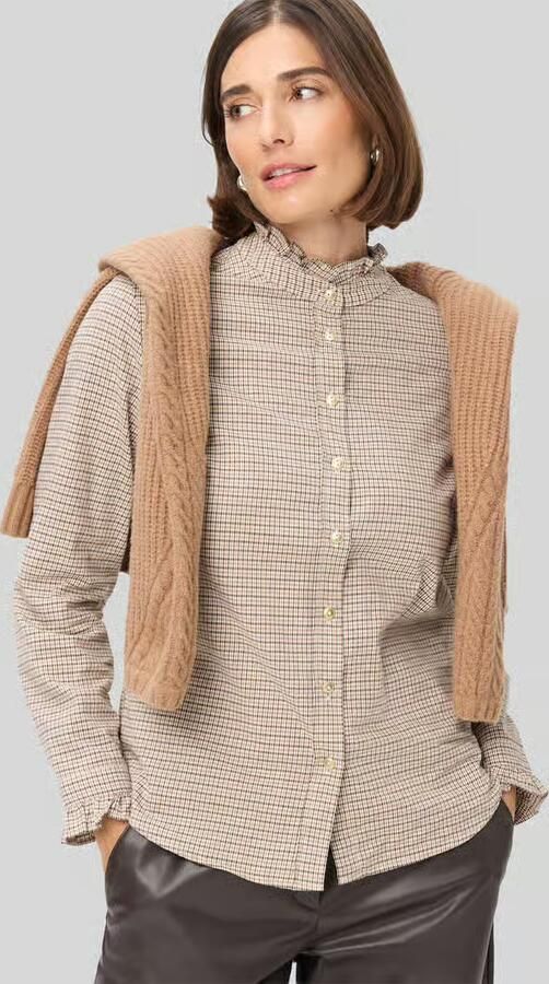 BRAX blouse met lange mouwen met kraag met ruches model 'VICTORIA' - Foto 2