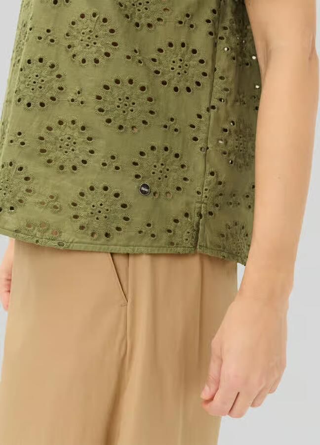 BRAX regular fit blouse van puur katoen met opengewerkte borduursels