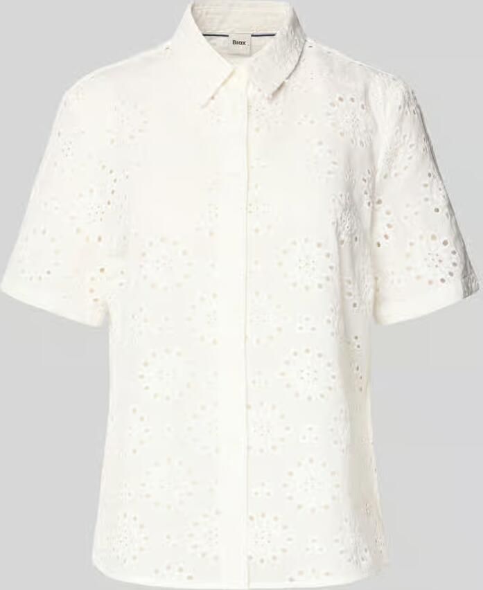 BRAX regular fit blouse van puur katoen met opengewerkte borduursels - Foto 2