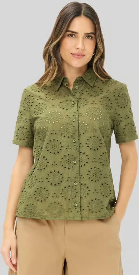 BRAX regular fit blouse van puur katoen met opengewerkte borduursels - Foto 3