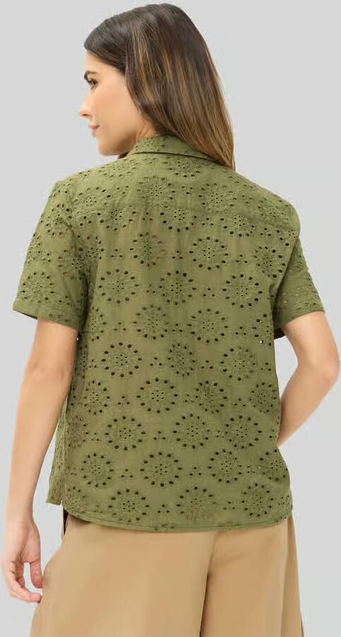 BRAX regular fit blouse van puur katoen met opengewerkte borduursels - Foto 2