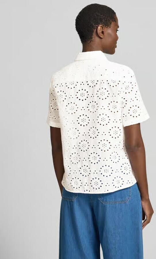 BRAX regular fit blouse van puur katoen met opengewerkte borduursels