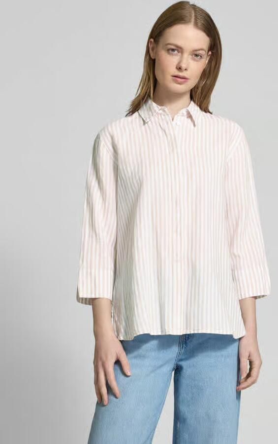 BRAX Regular fit linnen blouse met 3 4-mouwen model 'Vickie' - Foto 2