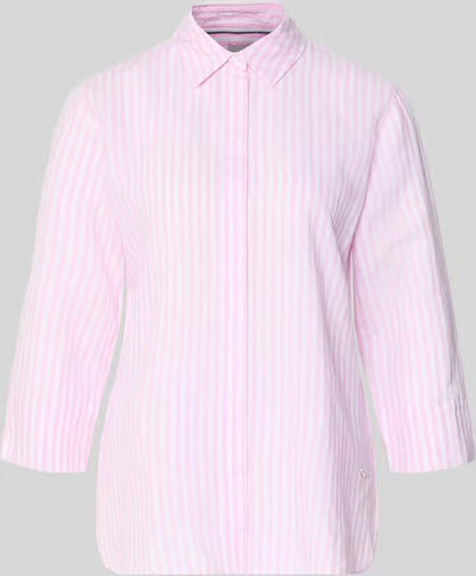 BRAX Regular fit linnen blouse met 3 4-mouwen model 'Vickie' - Foto 2