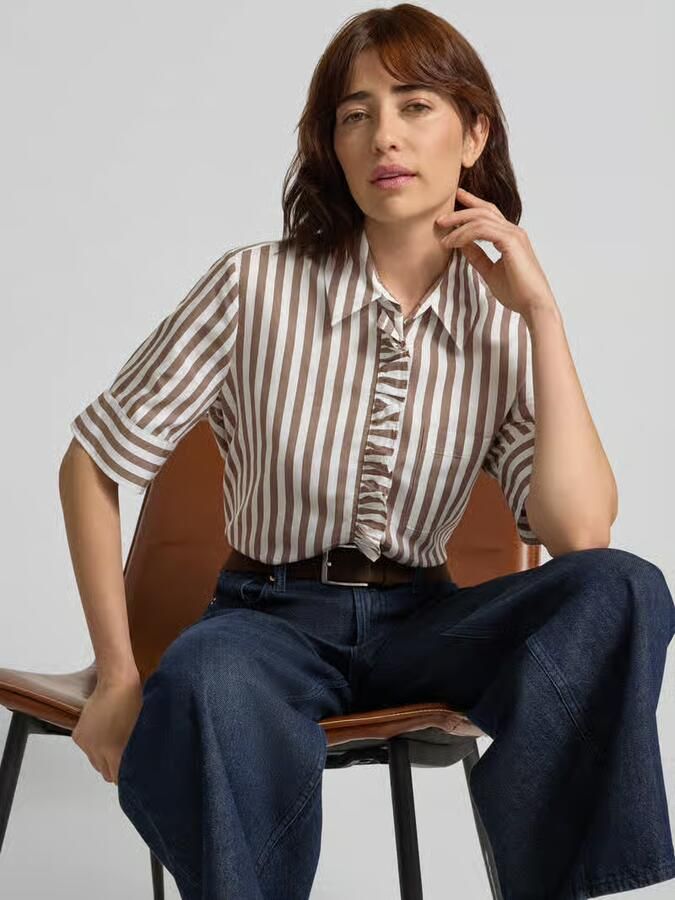 BRAX regular fit overhemdblouse van viscosemix model 'VICA FRIL' - Foto 2